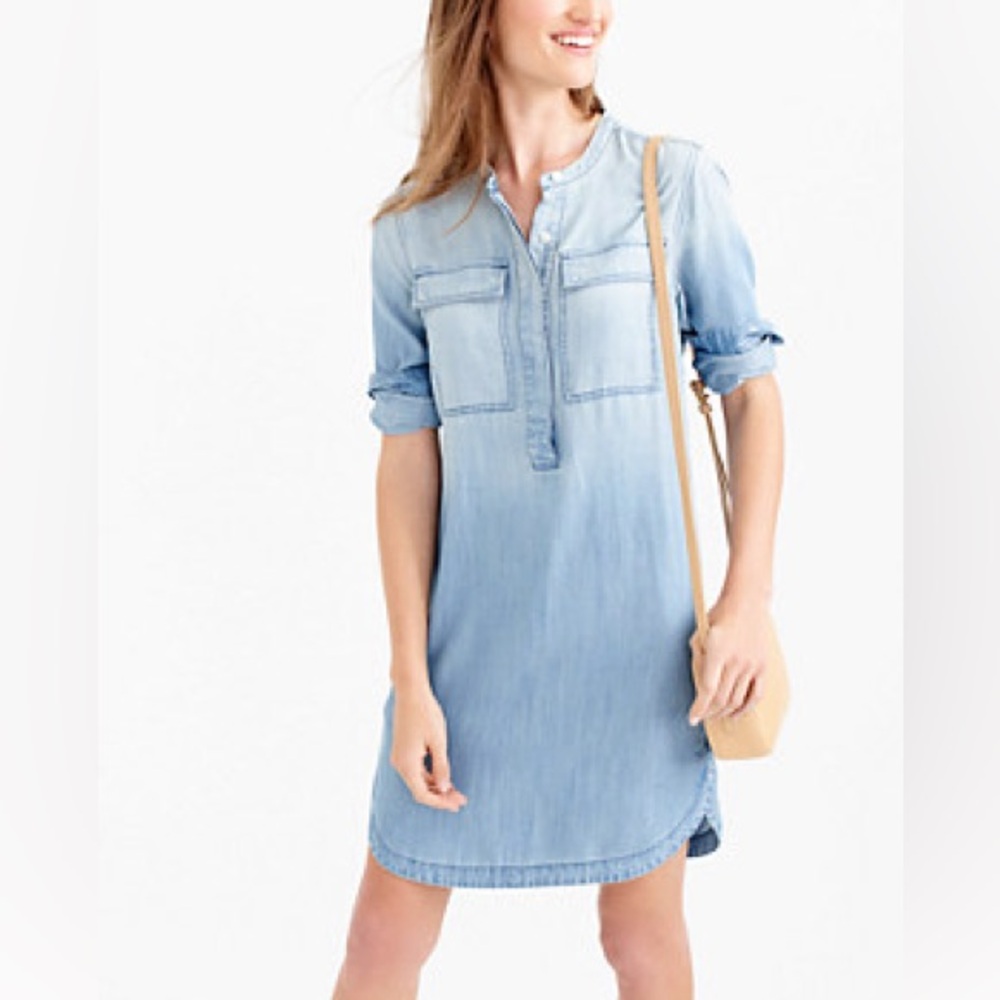 J. Crew Light Blue Chambray Denim Shirt Dress Size Medium